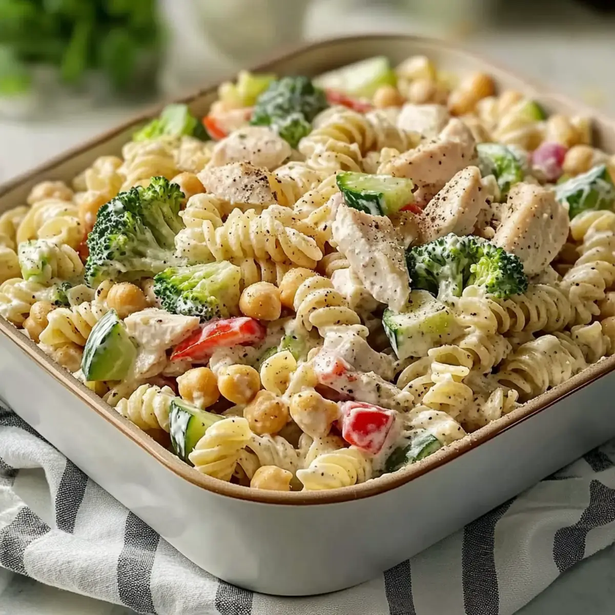 Simple High Protein Ranch Pasta Salad