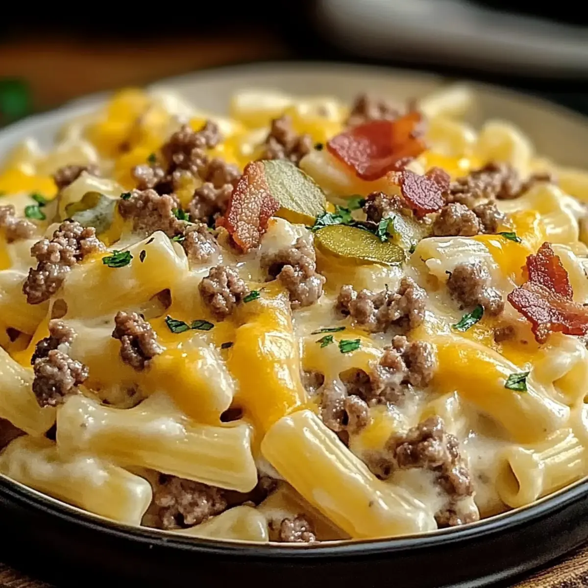 Loaded Cheeseburger Alfredo Pasta