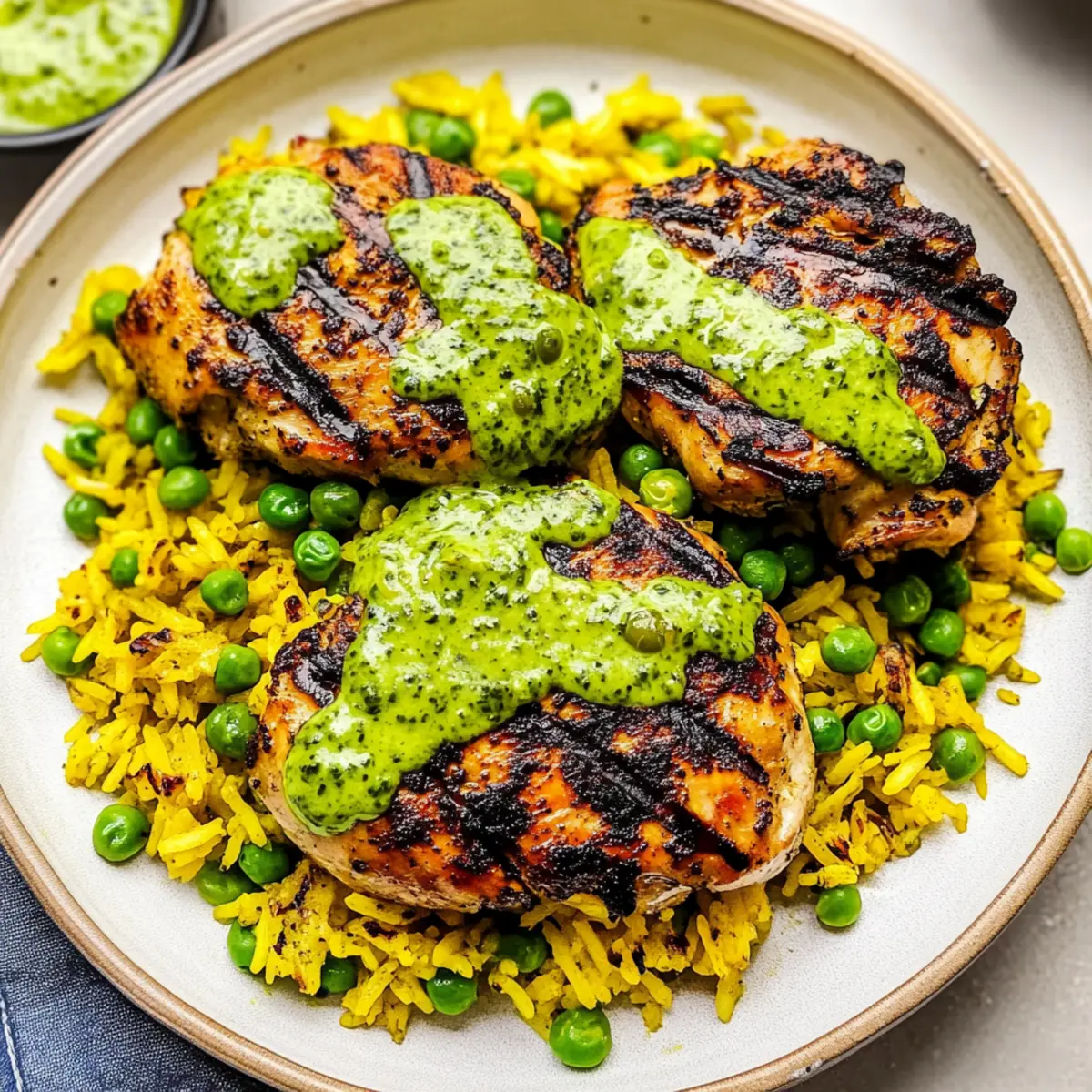 Peruvian Chicken & Rice with Green Sauce