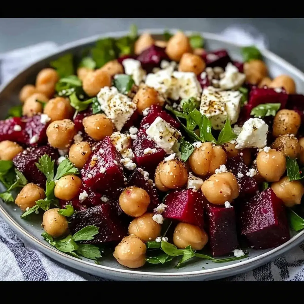 Fresh Chickpea, Beet and Feta Salad