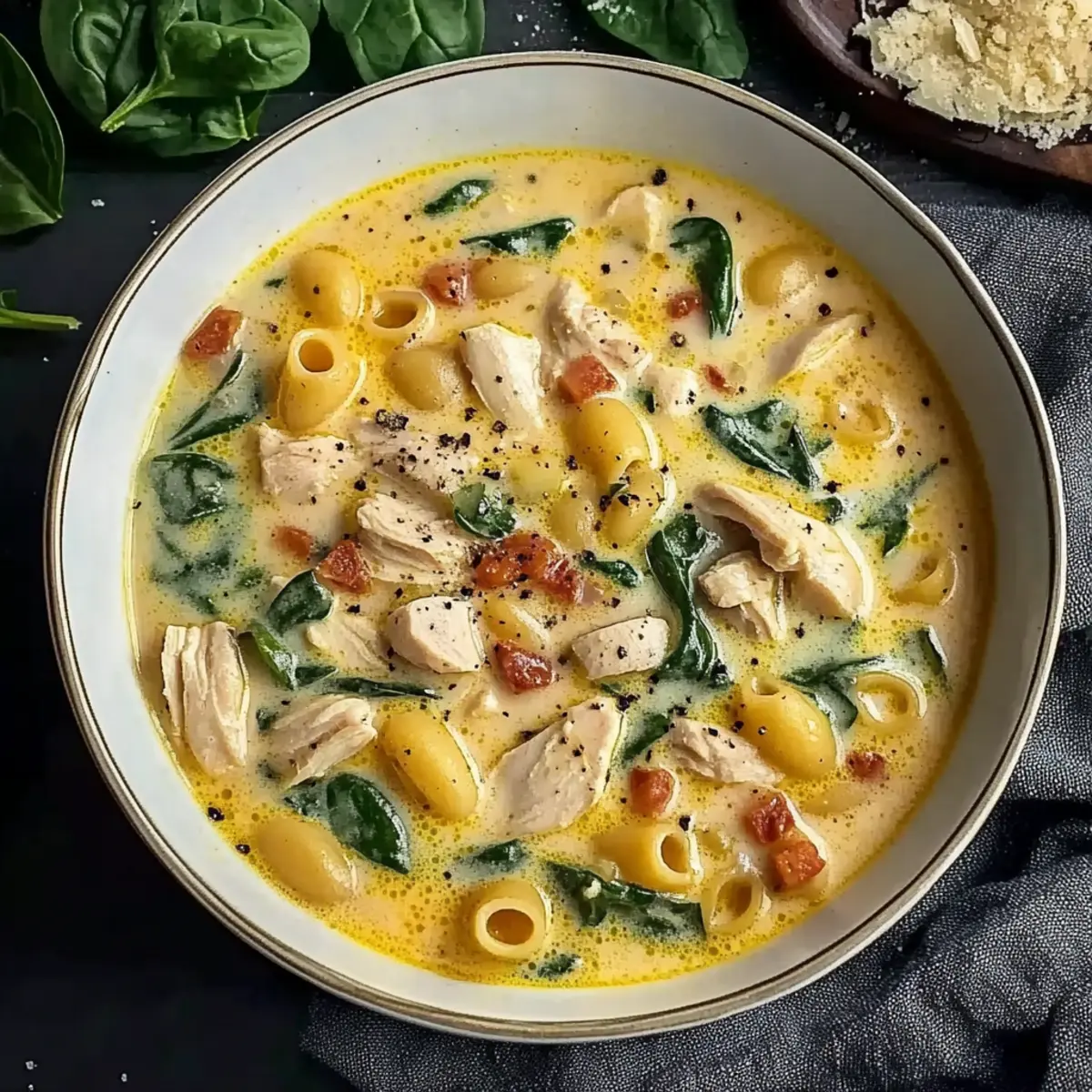 Homemade Marry Me Chicken Soup with Spinach