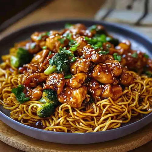Sticky Garlic Chicken Noodles