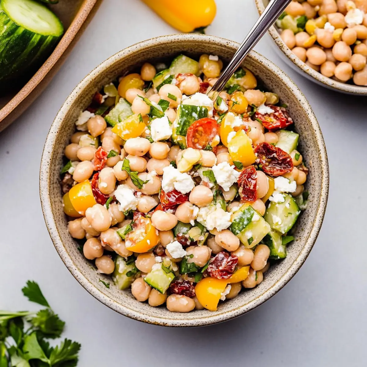 Dense White Bean and Chickpea Salad with Sun-dried Tomatoes