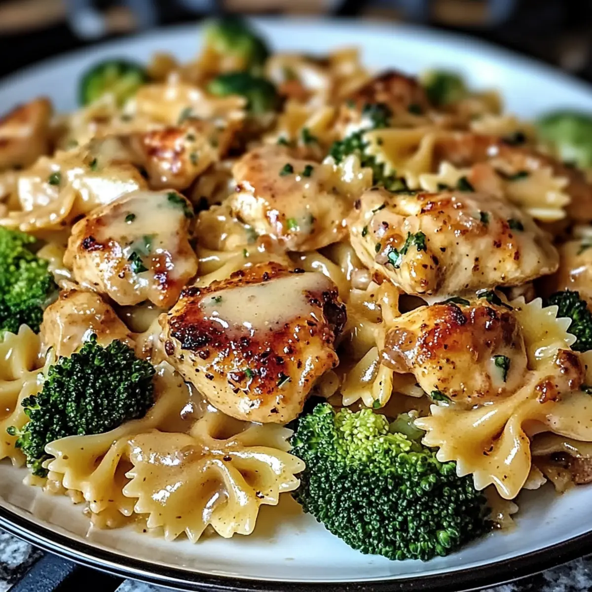 Cowboy Butter Lemon Bowtie Chicken with Broccoli
