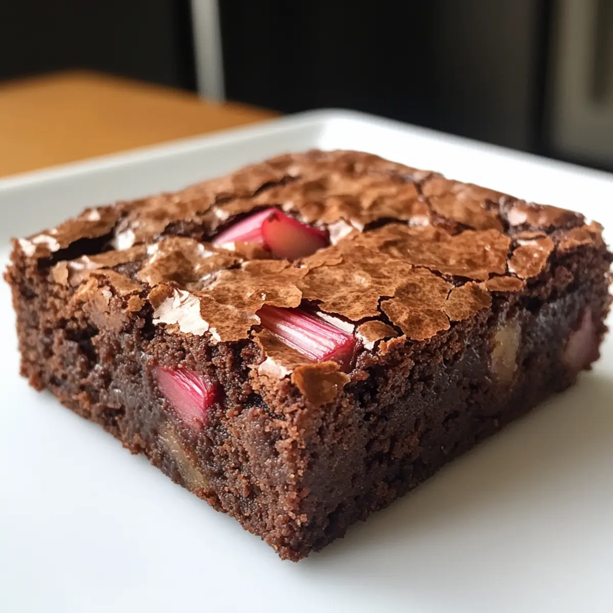 Dark Chocolate Rhubarb Brownies