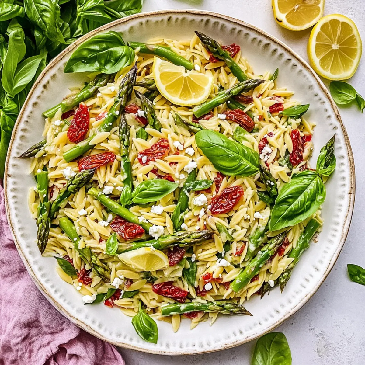 Asparagus Orzo Salad with Lemon Vinaigrette