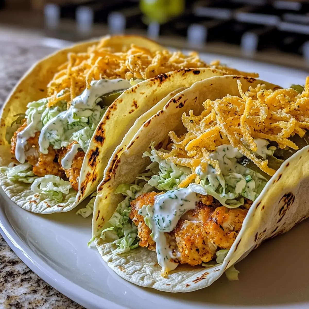 Dill Pickle Ranch Smash Chicken Tacos