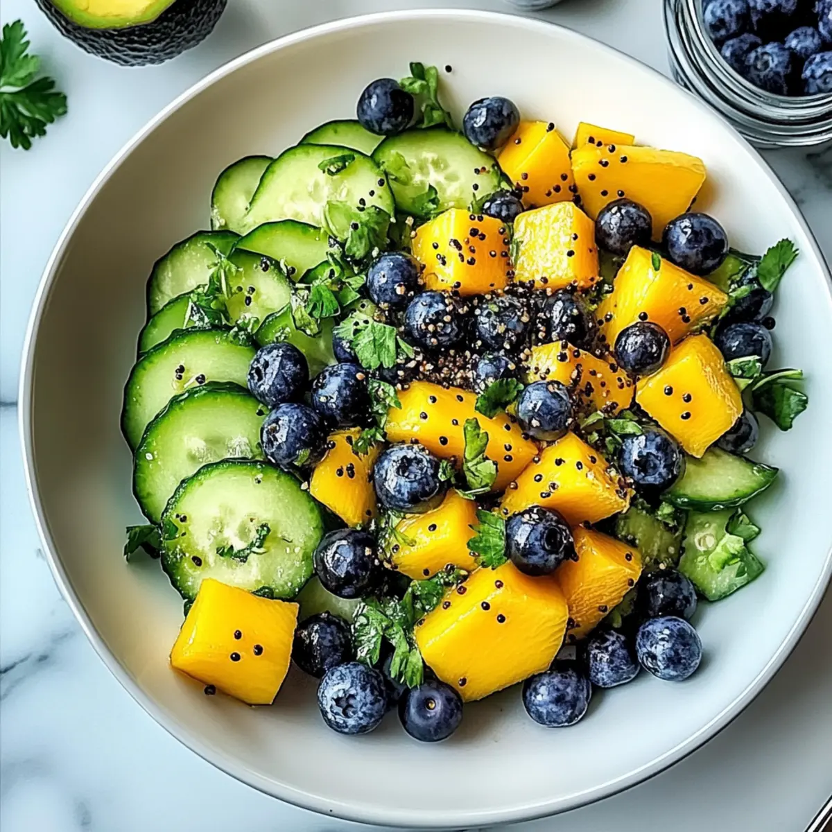 Mango Cucumber Salad with Blueberries and Avocado