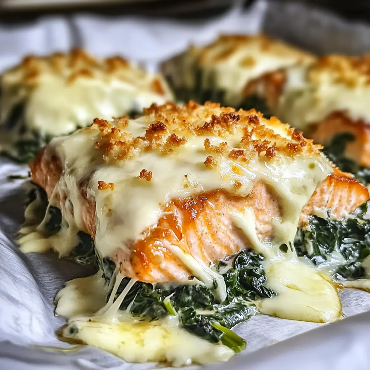 Baked Salmon with Spinach and Mozzarella Bliss