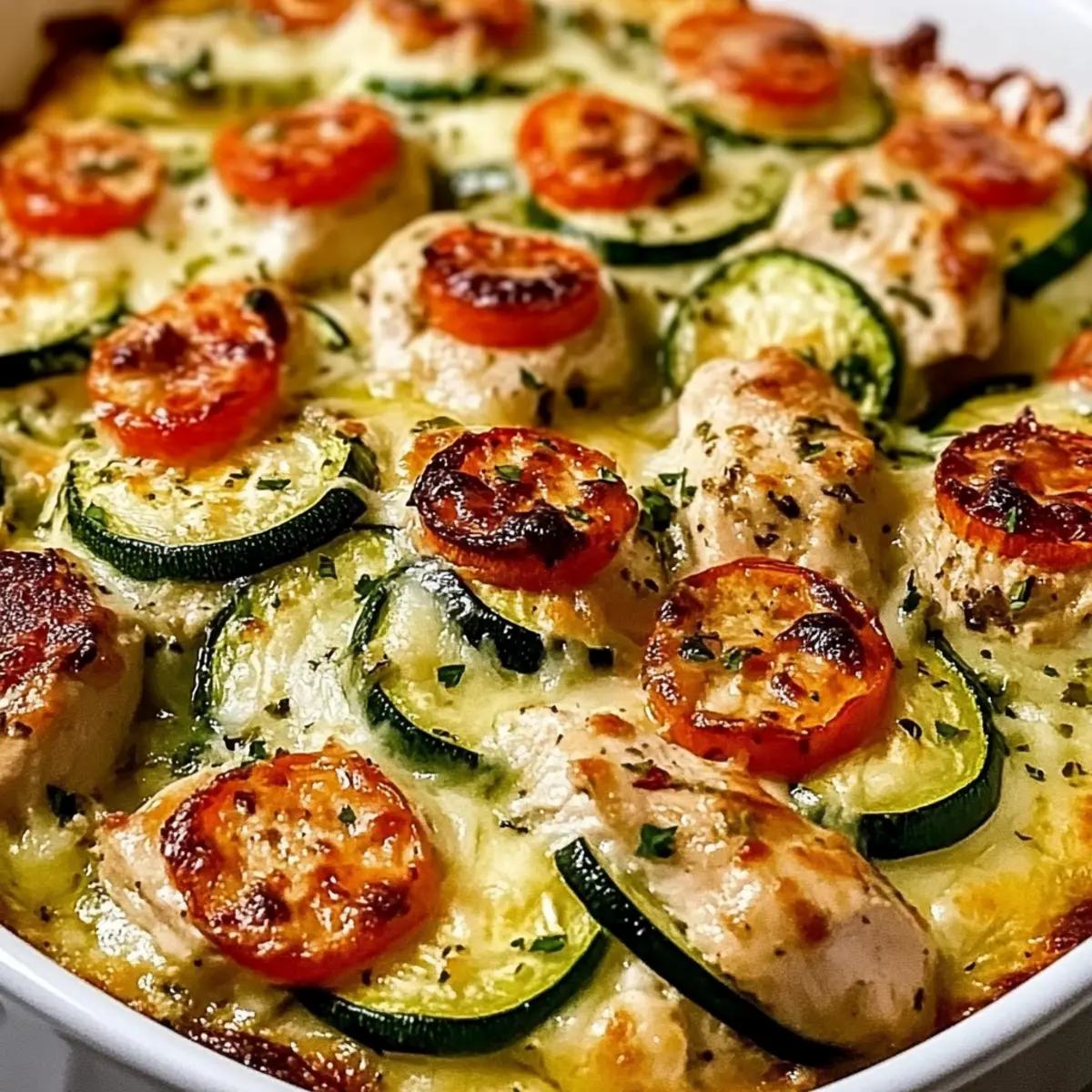 Mediterranean Chicken Zucchini Bake