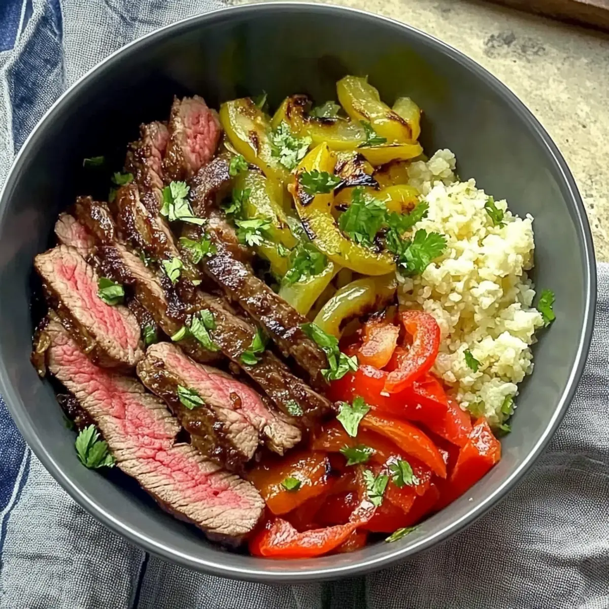 High Protein Steak Fajita Bowl