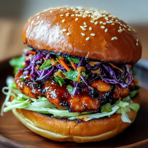 Korean BBQ Chicken Sandwich with Cabbage Slaw