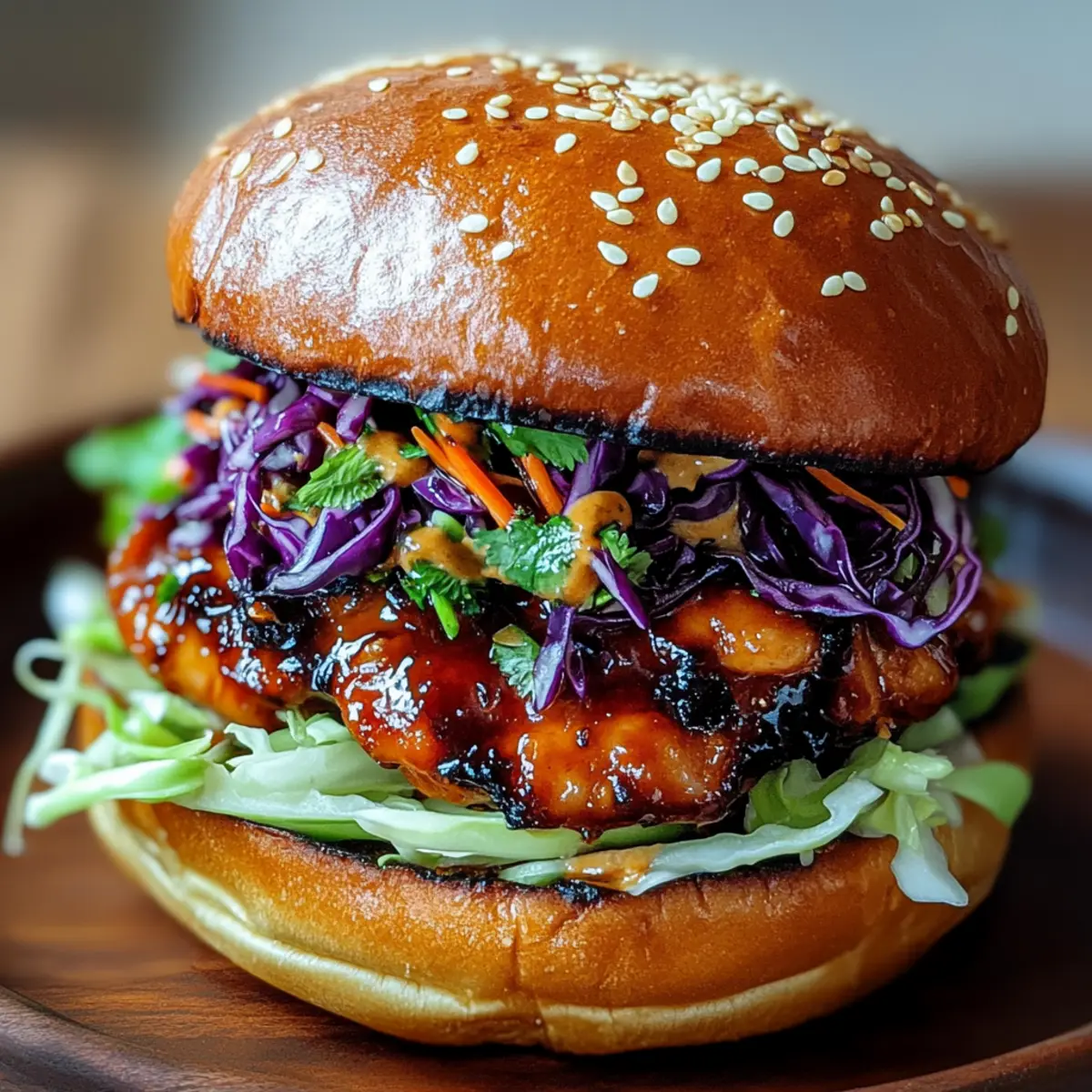 Korean BBQ Chicken Sandwich with Cabbage Slaw