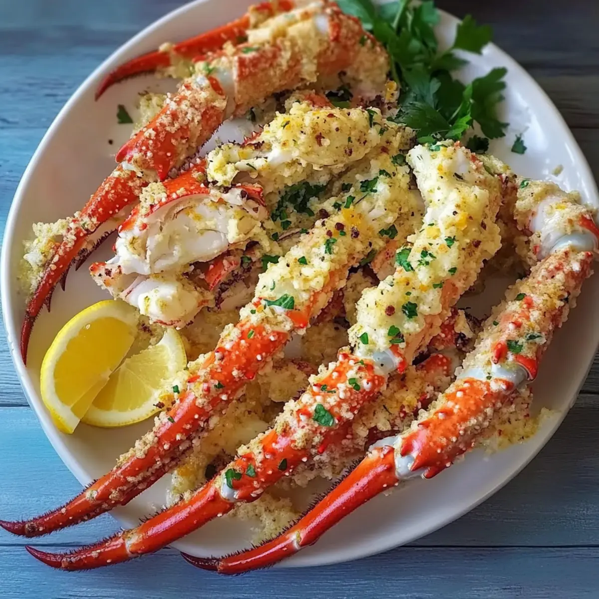 Steamed King Crab Legs with Garlic Lemon Butter