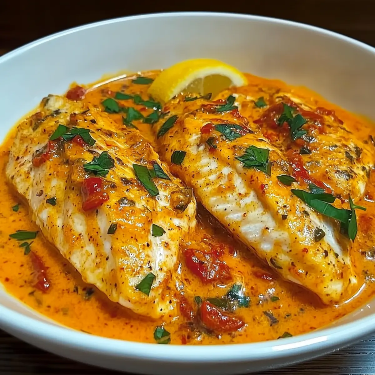 Tilapia in Roasted Pepper Sauce