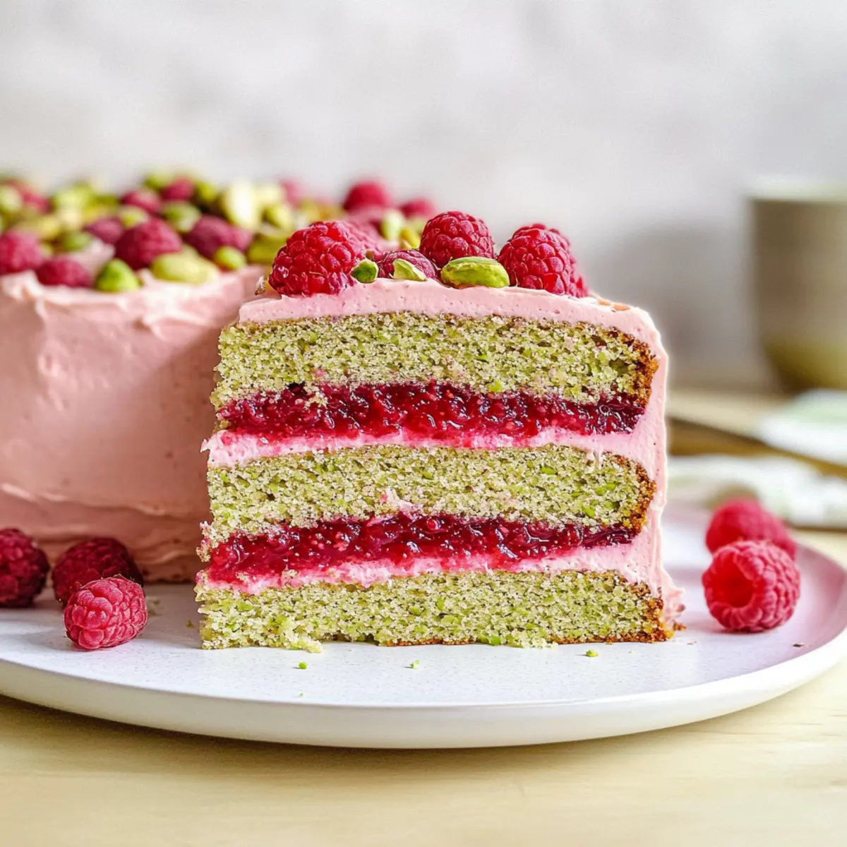 Raspberry Pistachio Cake