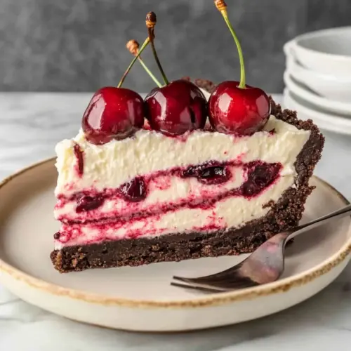 No-Bake Cherry Ripple Cheesecake