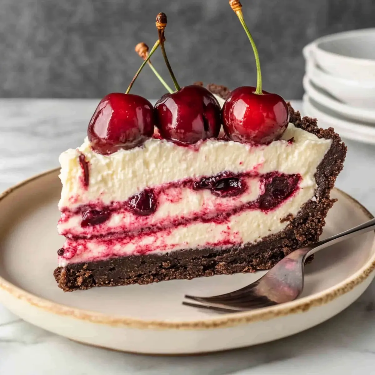 No-Bake Cherry Ripple Cheesecake