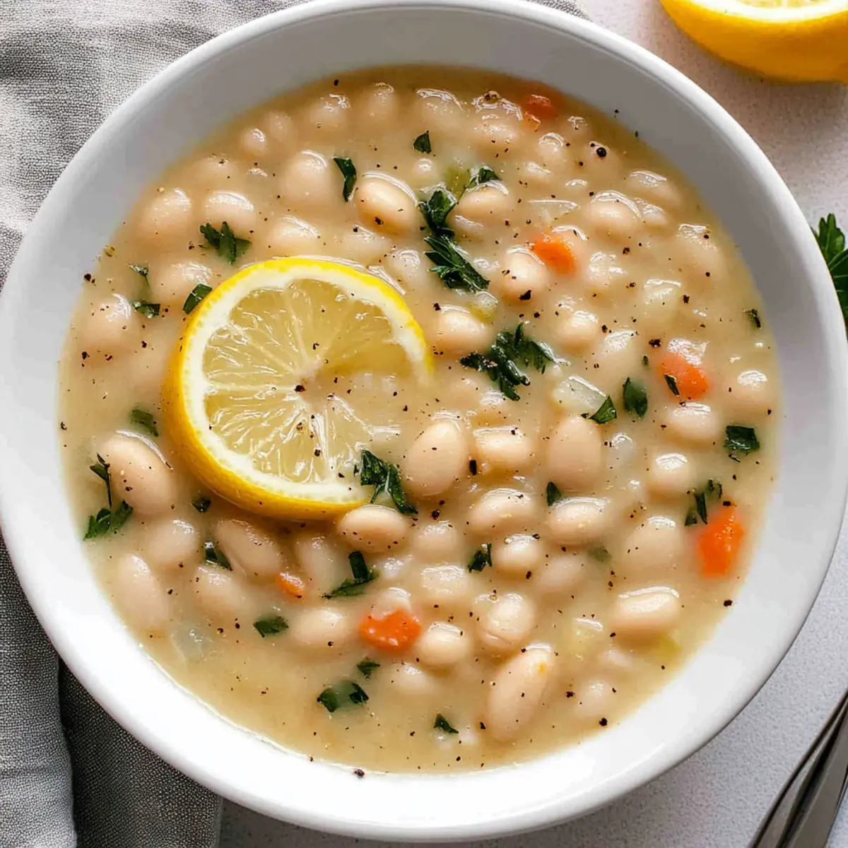 Greek White Bean Soup With Garlic & Lemon