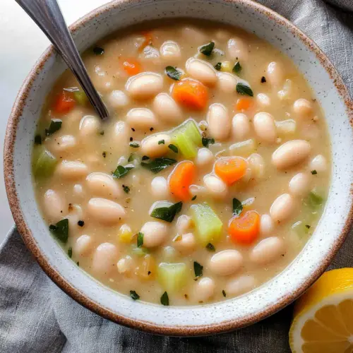 Greek White Bean Soup With Garlic & Lemon