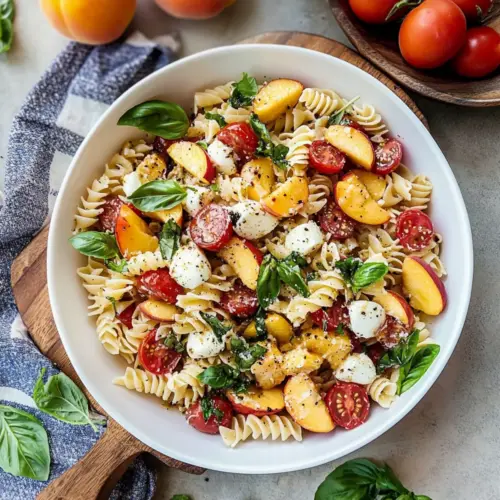 Peach Caprese Pasta Salad