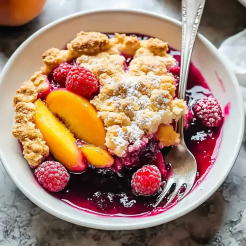 Peach and Raspberry Cobbler