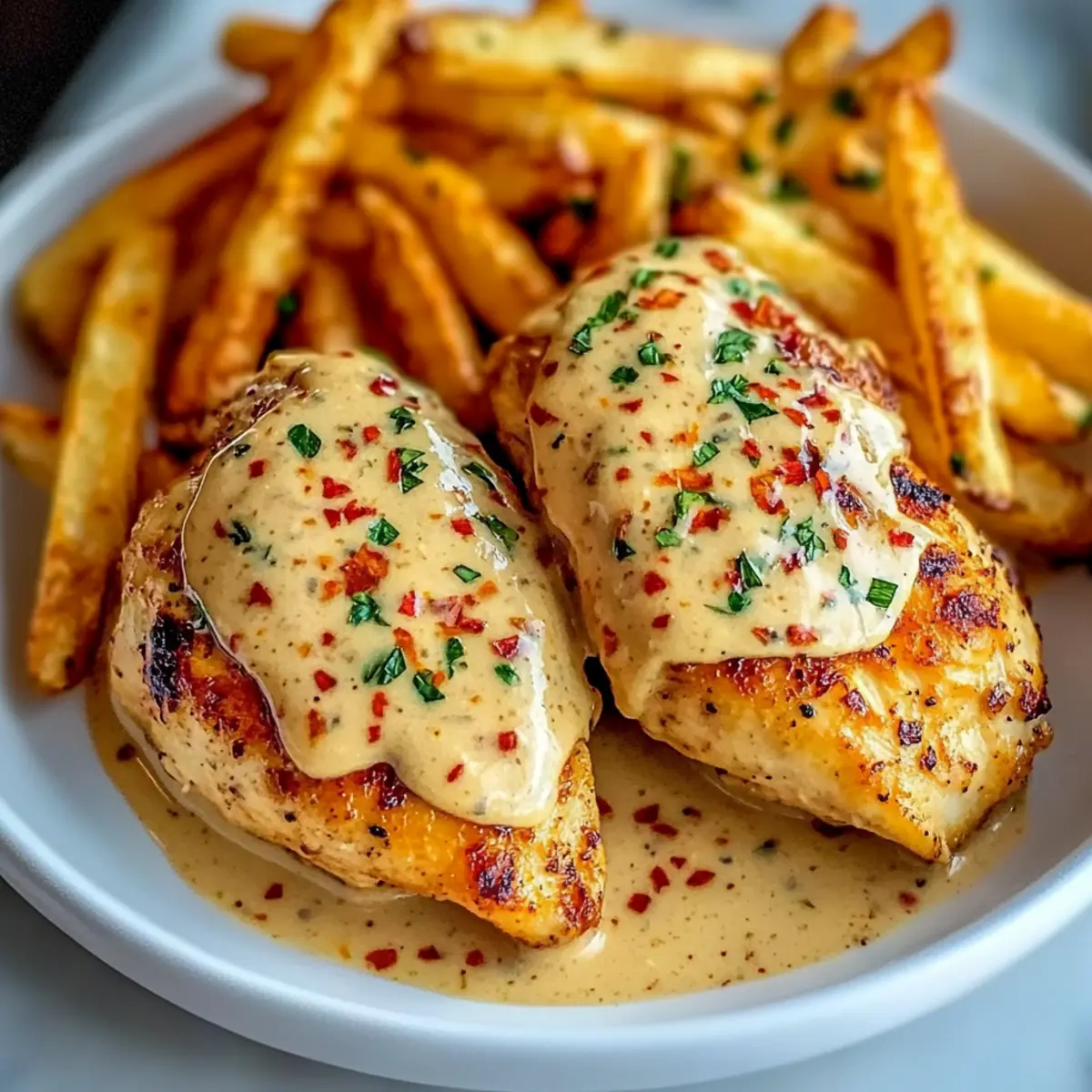 Chicken Fillet in Spicy, Creamy Garlic-Parmesan Sauce