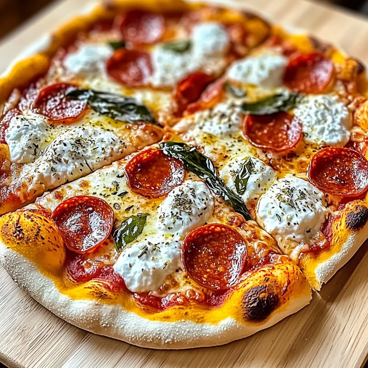 Hot Honey Pepperoni Ricotta Pizza