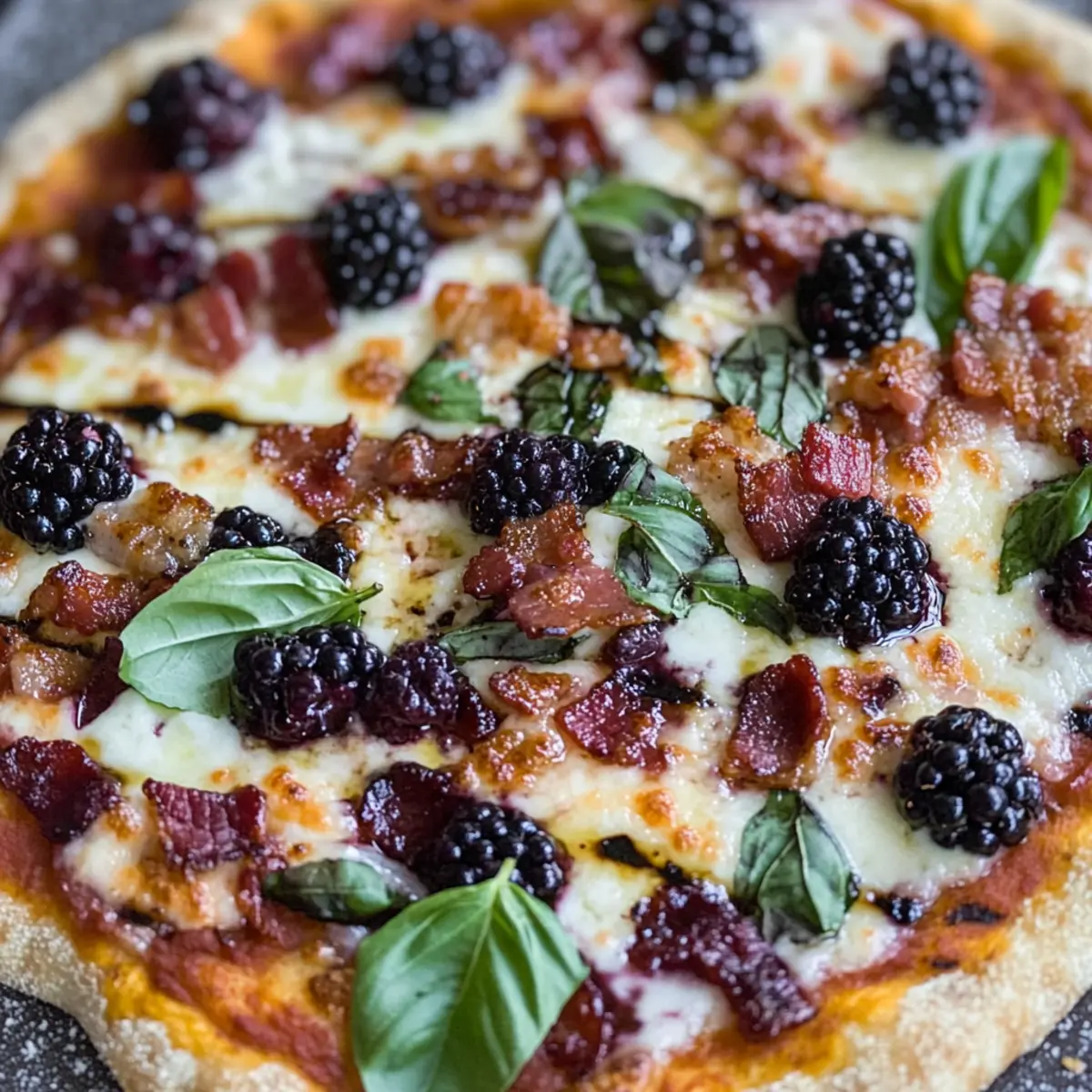 BLACKBERRY BACON & BASIL GRILLED PIZZA