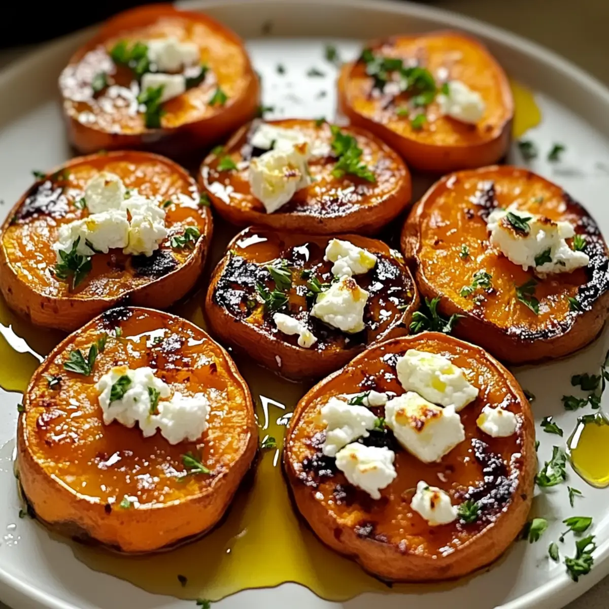 Roasted Sweet Potato Rounds with Honey & Feta
