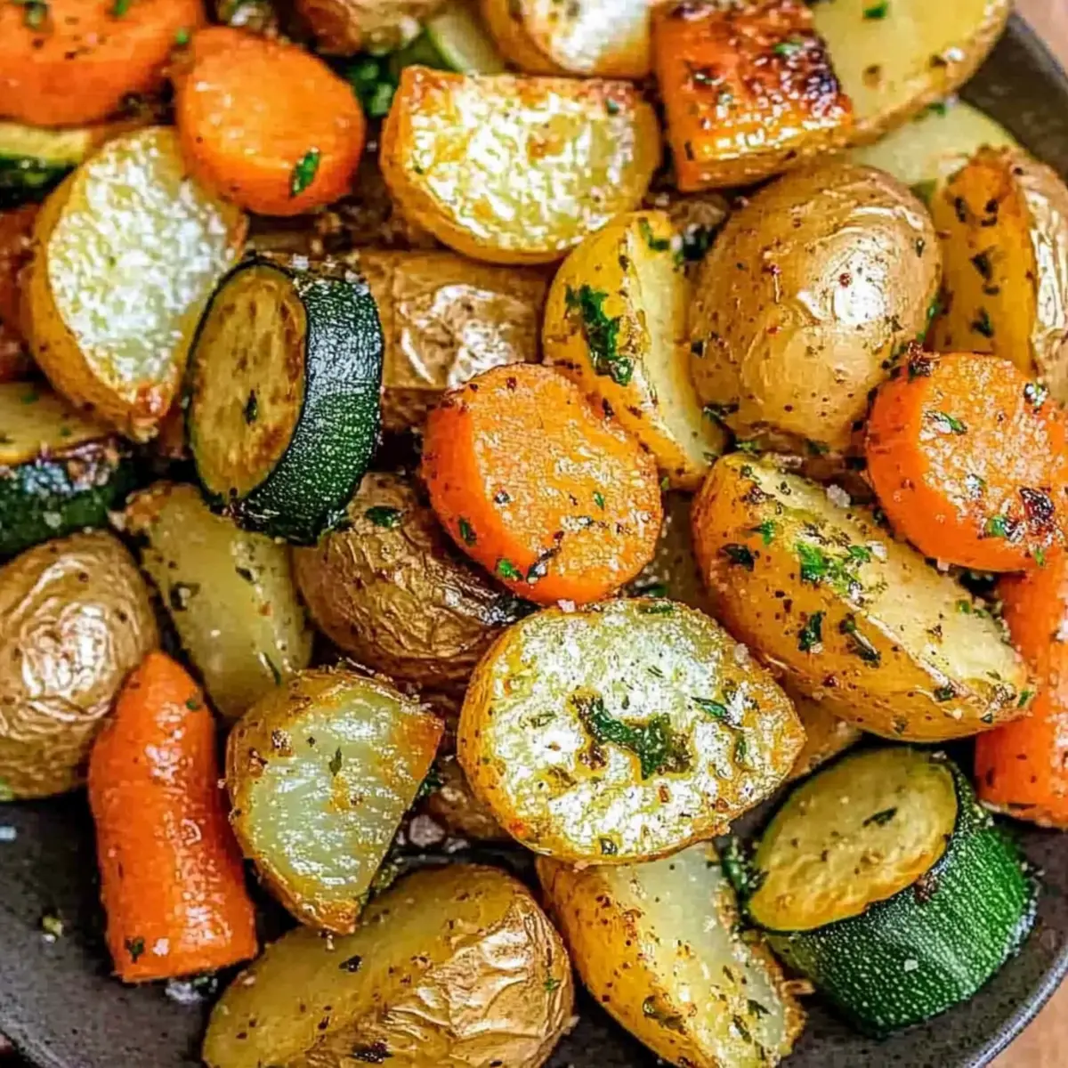 Garlic Herb Roasted Potatoes Carrots and Zucchini