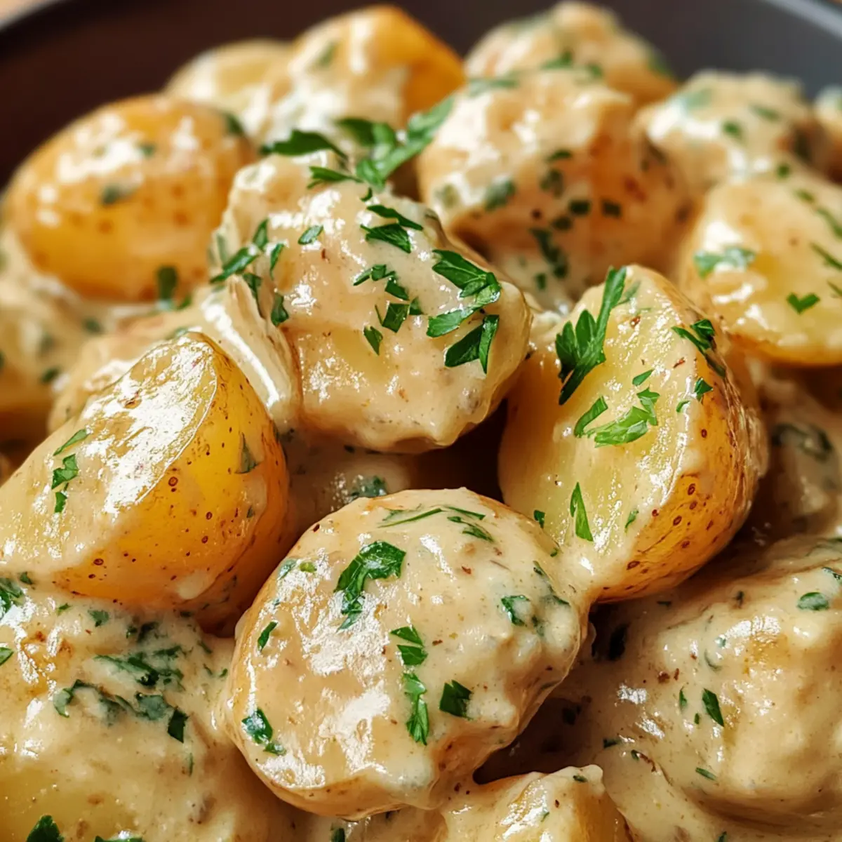 Creamy Garlic Sauce Baby Potatoes